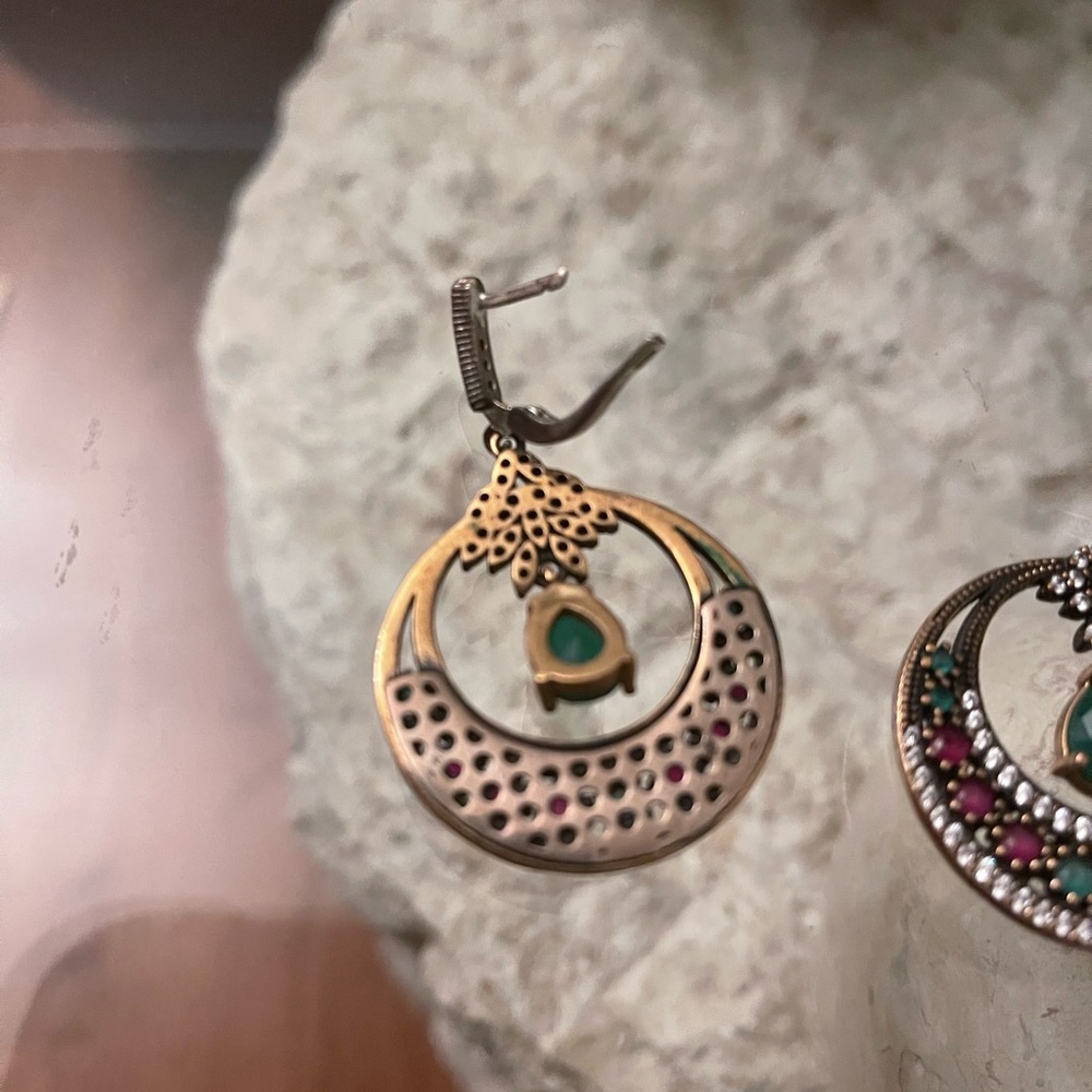 Silver Dangling Earrings With Multiple Stones 2,5” - image 3